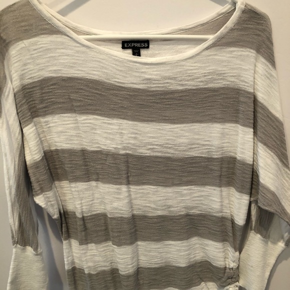 Express White/Grey Stripe Shirt Sz Small - Picture 2 of 6